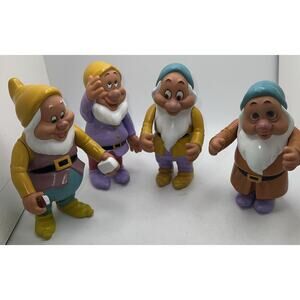 Vintage 1992 Disney Snow White Seven Dwarfs Vinyl Plastic 6” Figures Toys Set 4
